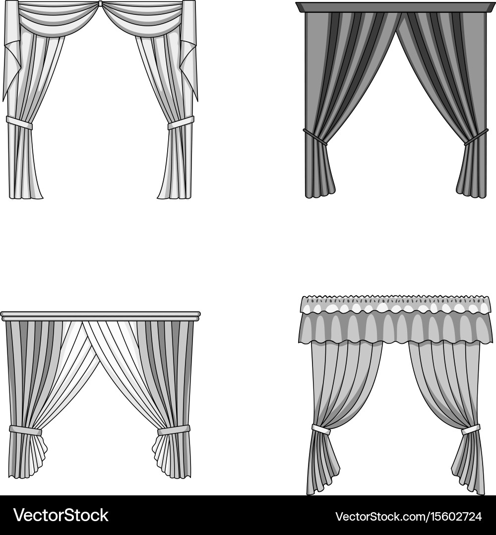 Different types of window curtainscurtains set Vector Image