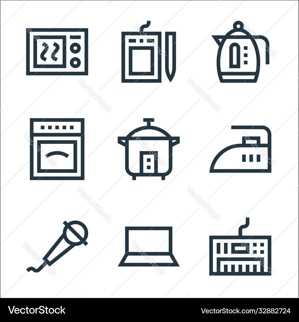 Electronics line icons linear set quality Electronics line icons linear set quality Vector Image