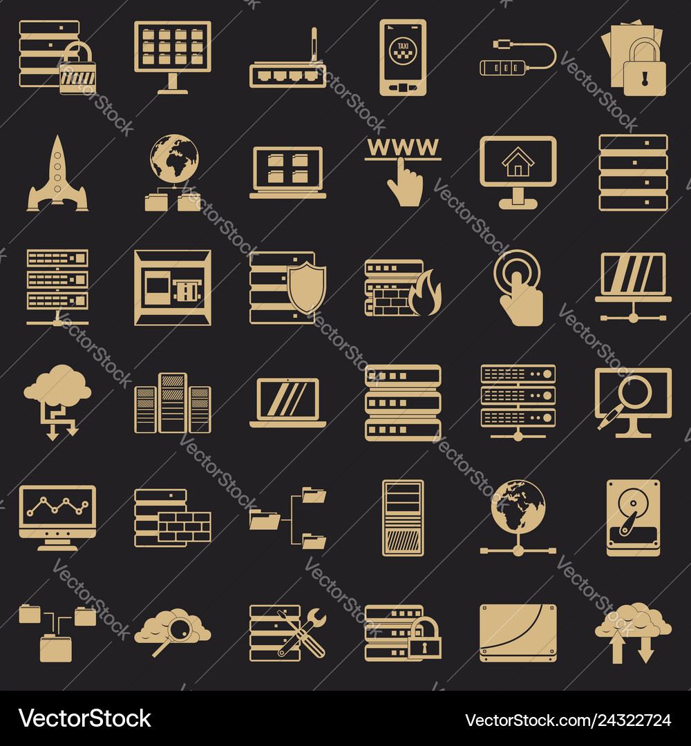 File database icons set simple style File database icons set simple style vector image