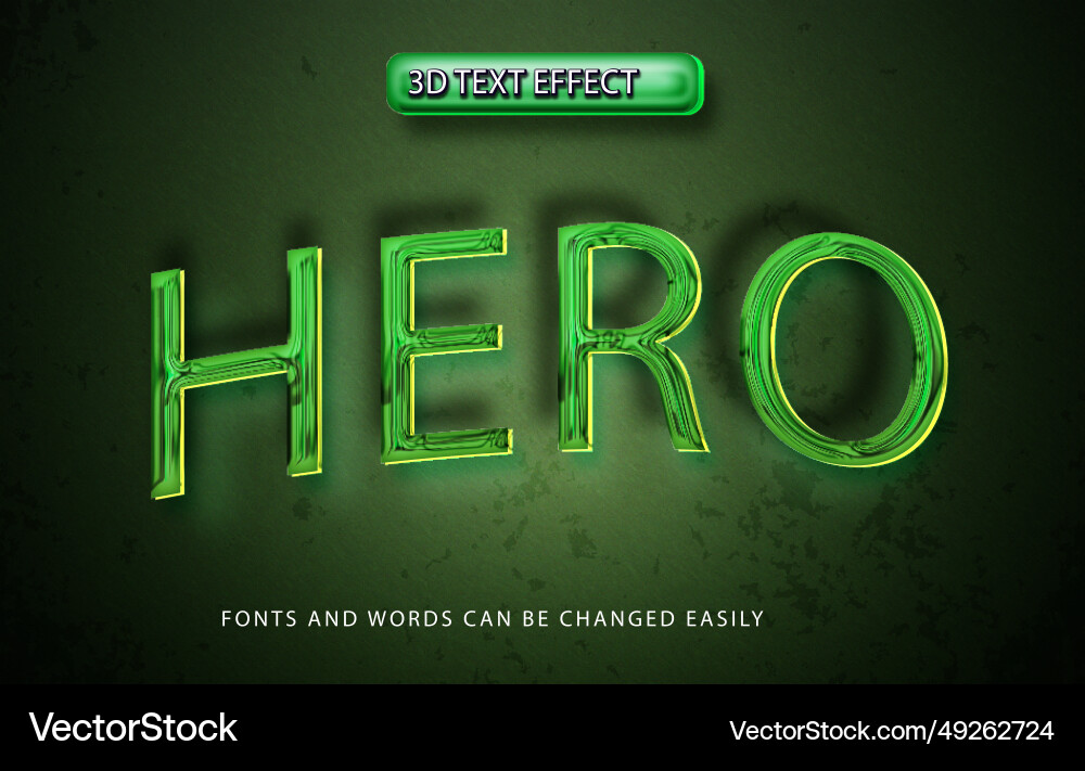 Hero movie style 3d editable text effect Vector Image