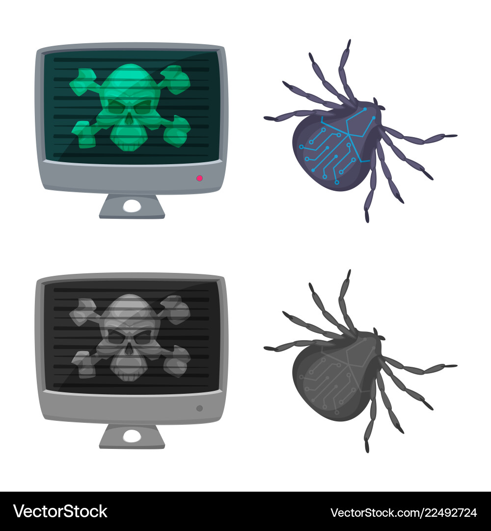 Isolated object of virus and secure icon set vector image