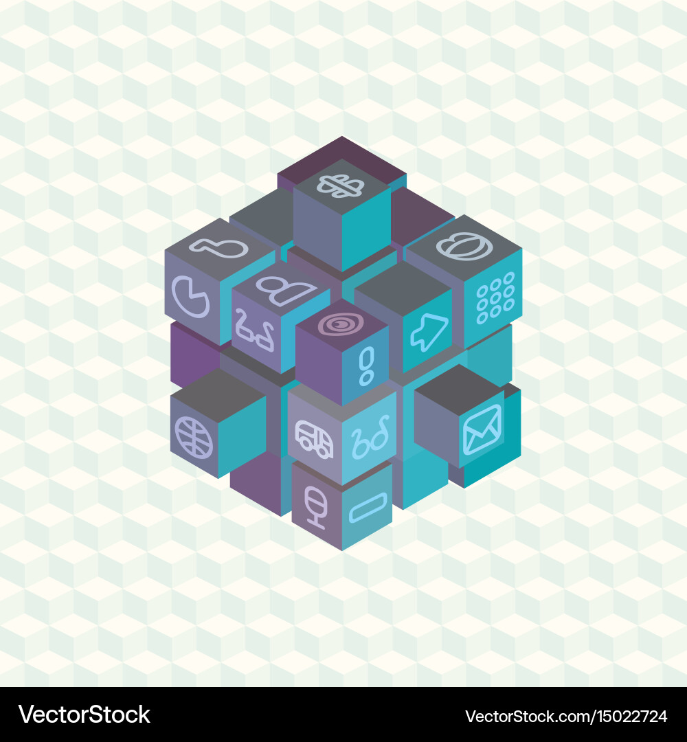 Isometric projection infographic array of cubes vector image