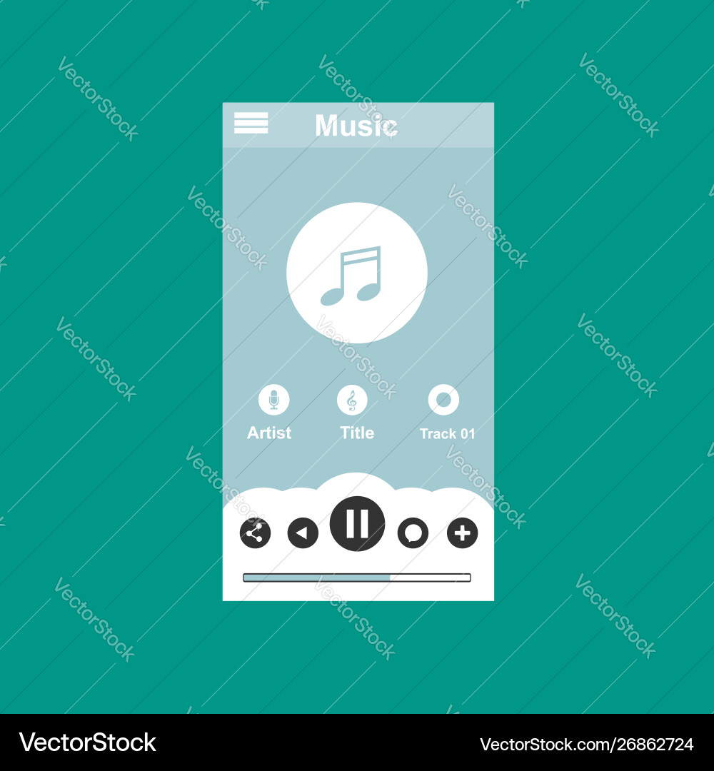 Media player application app template with flat Media player application app template with flat vector image