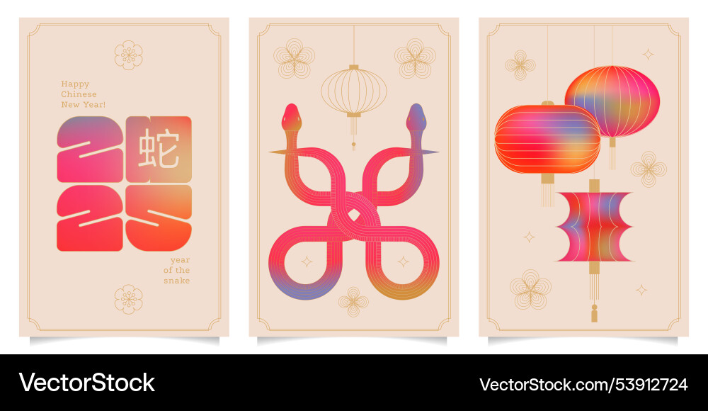 Minimalist gradient chinese new year covers set Minimalist gradient chinese new year covers set vector image