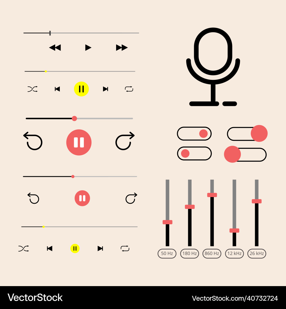 Music player button interface set Music player button interface set vector image