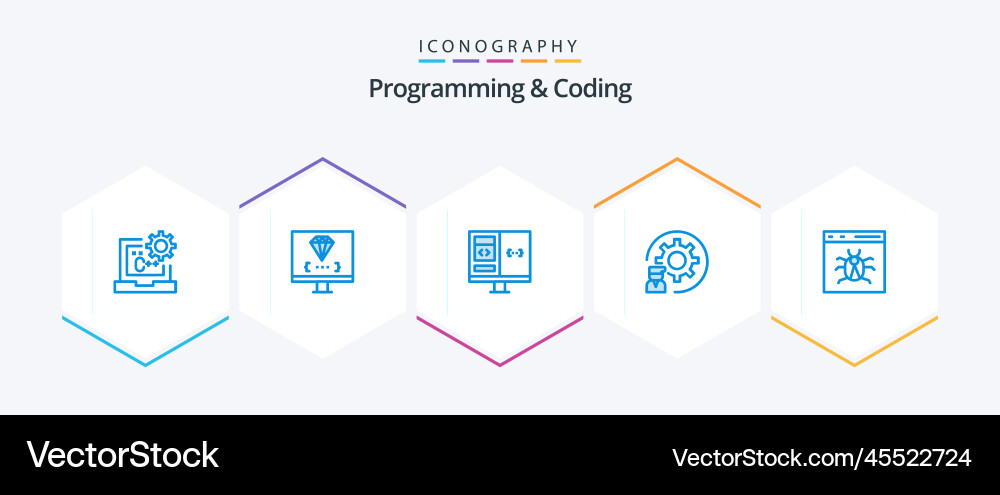 Programming and coding 25 blue icon pack vector image