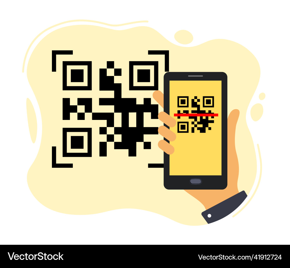 Scanning qr code with mobile phone Scanning qr code with mobile phone vector image