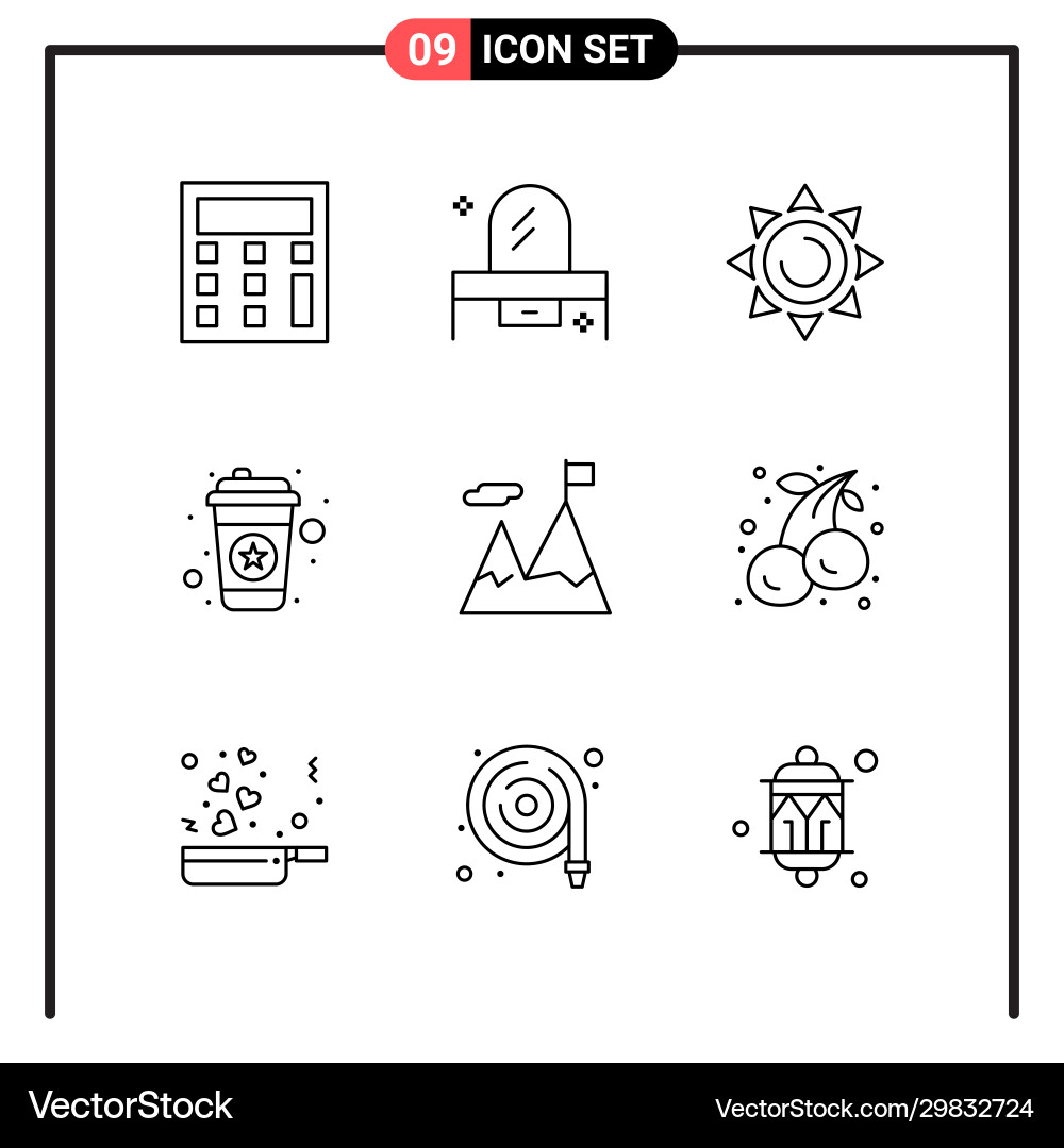 Set 9 line style icons for web and mobile Set 9 line style icons for web and mobile Vector Image