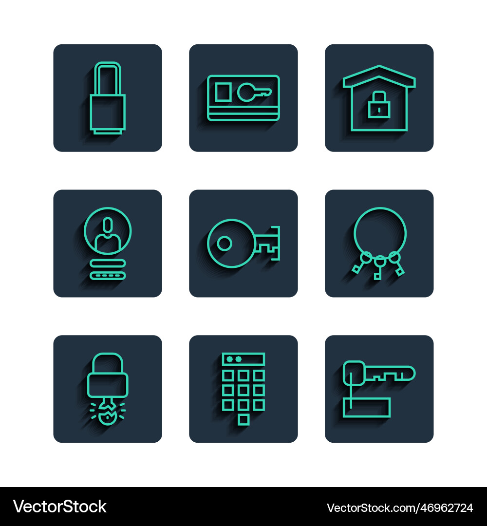 Set line key broke inside of padlock password Set line key broke inside of padlock password vector image