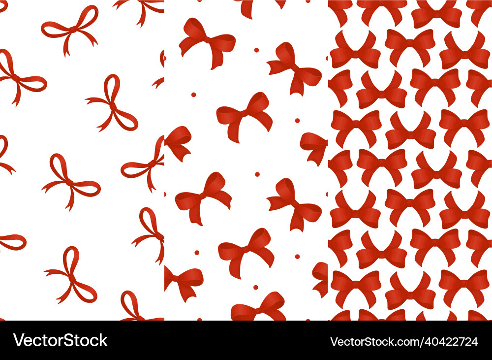 Set of seamless patterns red bows on a white Vector Image