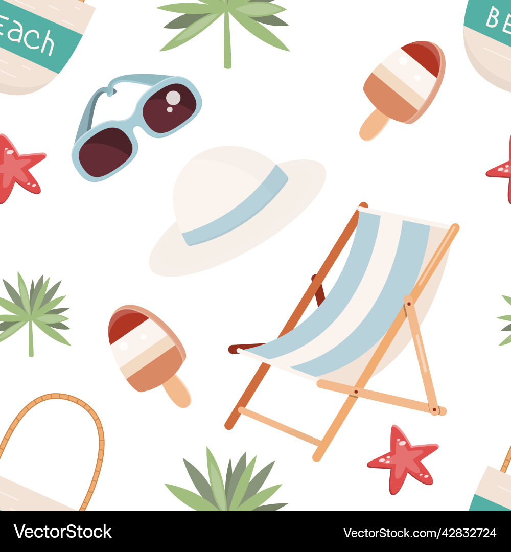Summer Beach Seamless Pattern vector image