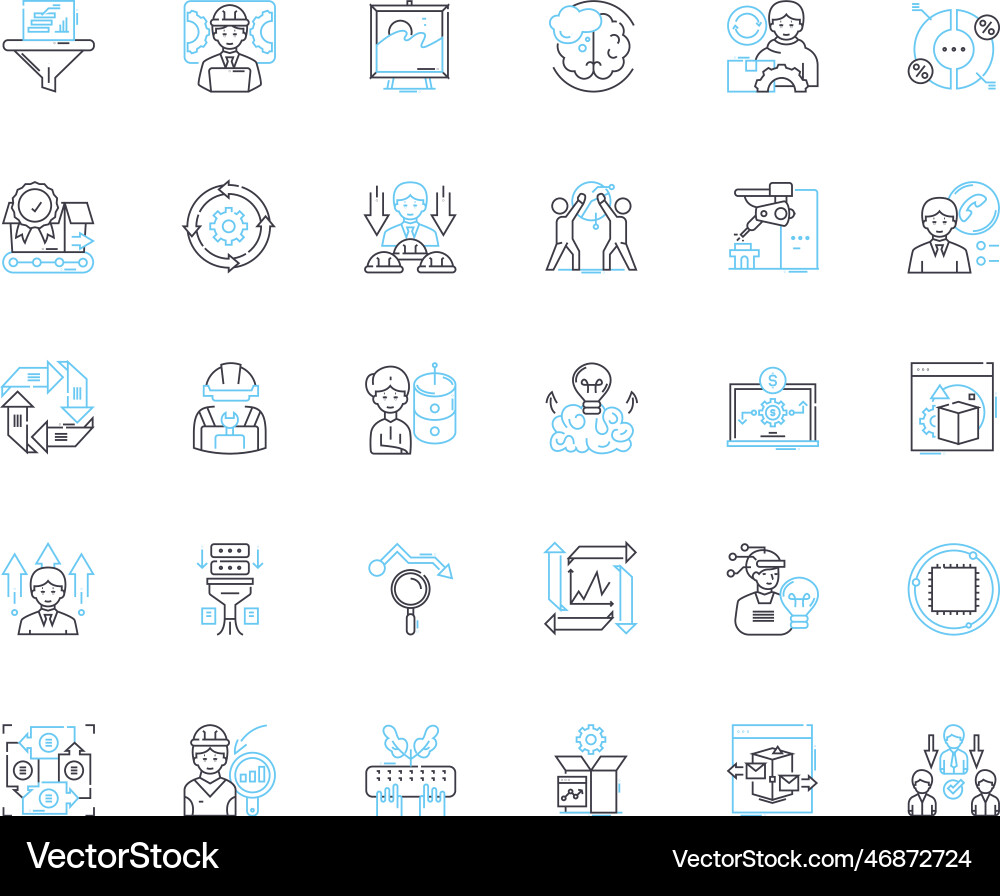 Time tracking linear icons set efficiency Vector Image
