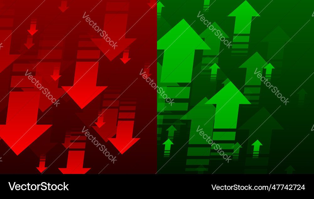 Up and down trend with arrows on dark background Up and down trend with arrows on dark background vector image