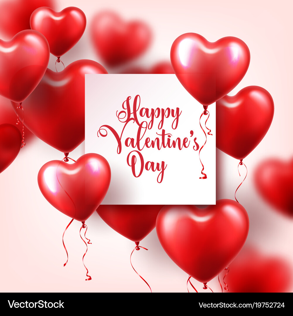 Valentines day abstract background with red 3d Vector Image