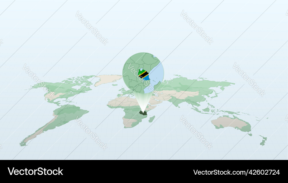 World map in perspective showing the location Vector Image