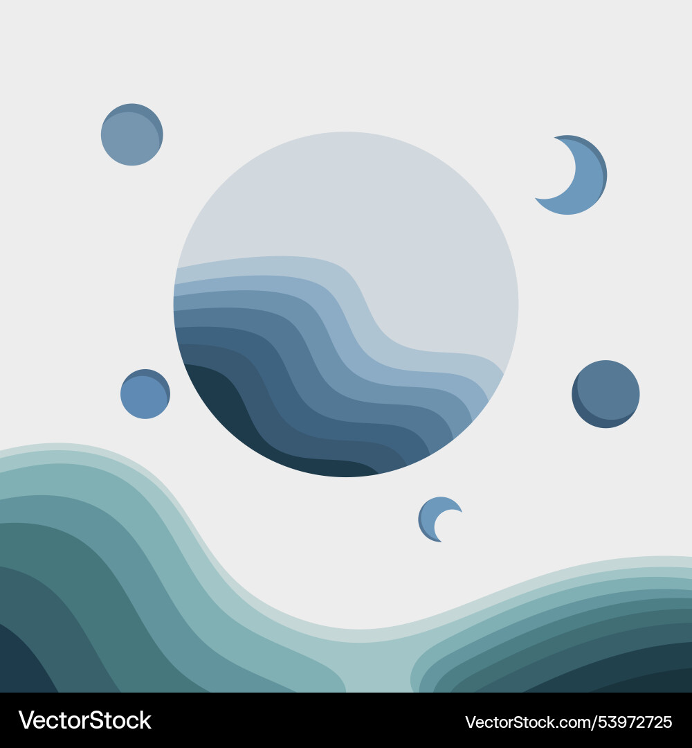 Abstraction with planets and waves Abstraction with planets and waves Vector Image