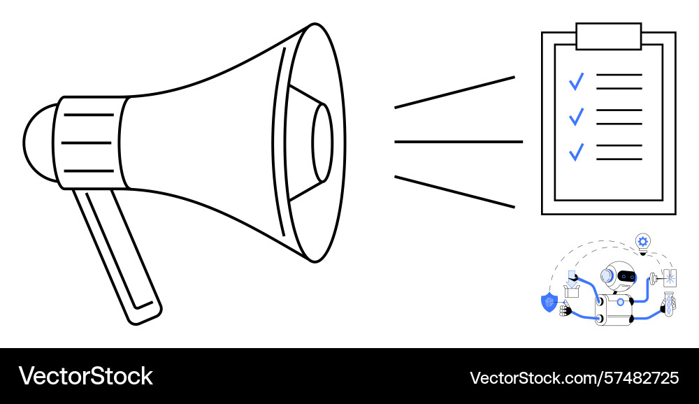 Amplifying messages with a megaphone checklist vector image