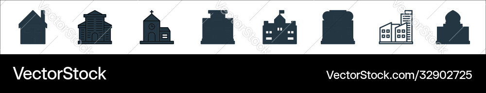 Building line icons linear set quality Building line icons linear set quality vector image