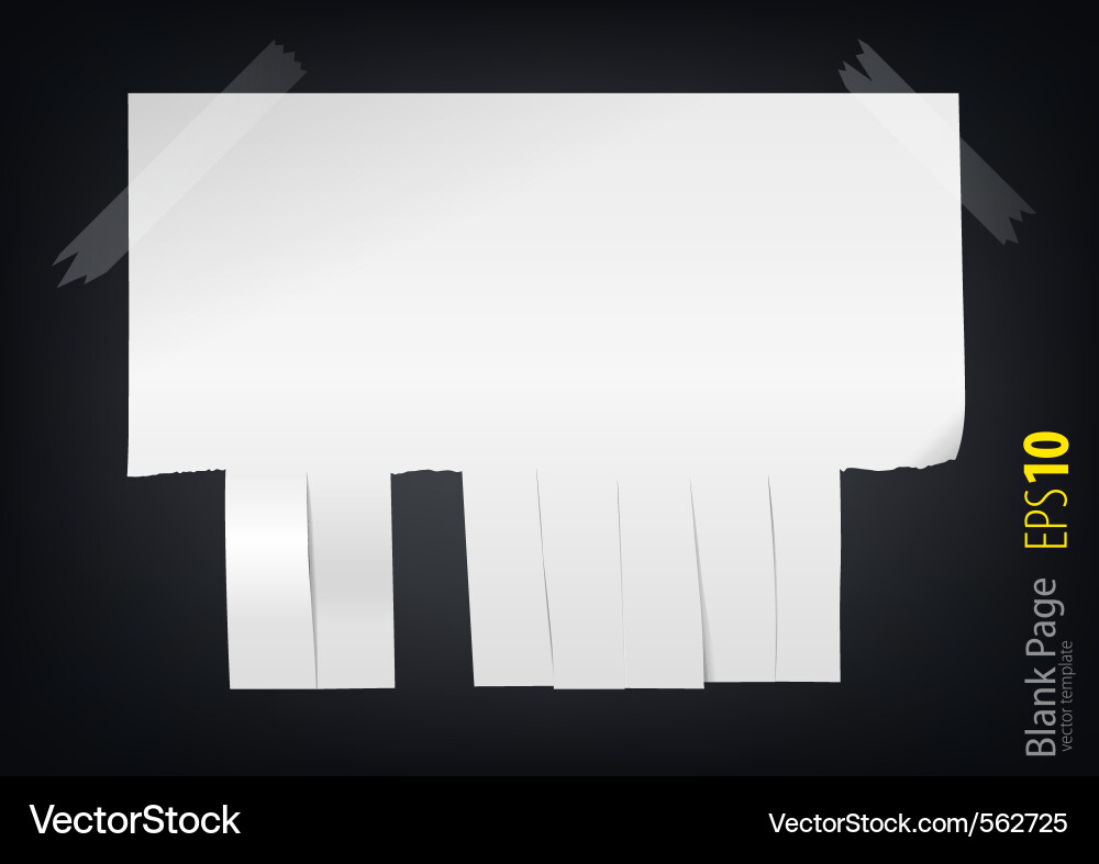 Clean sheet of paper with the edge slit int Vector Image