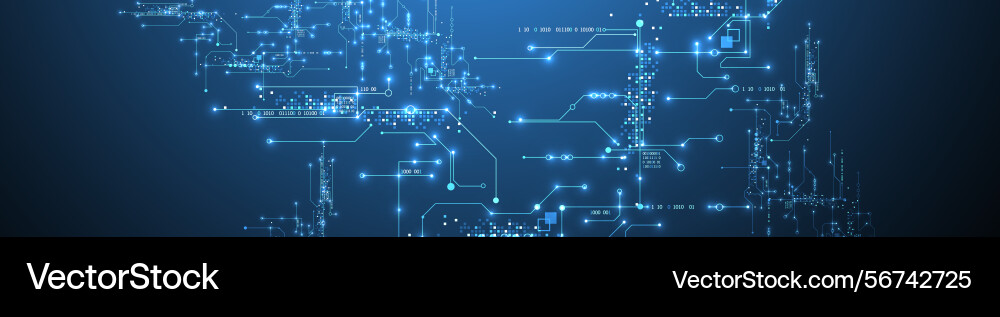 Digital circuit visualization background blue Digital circuit visualization background blue vector image