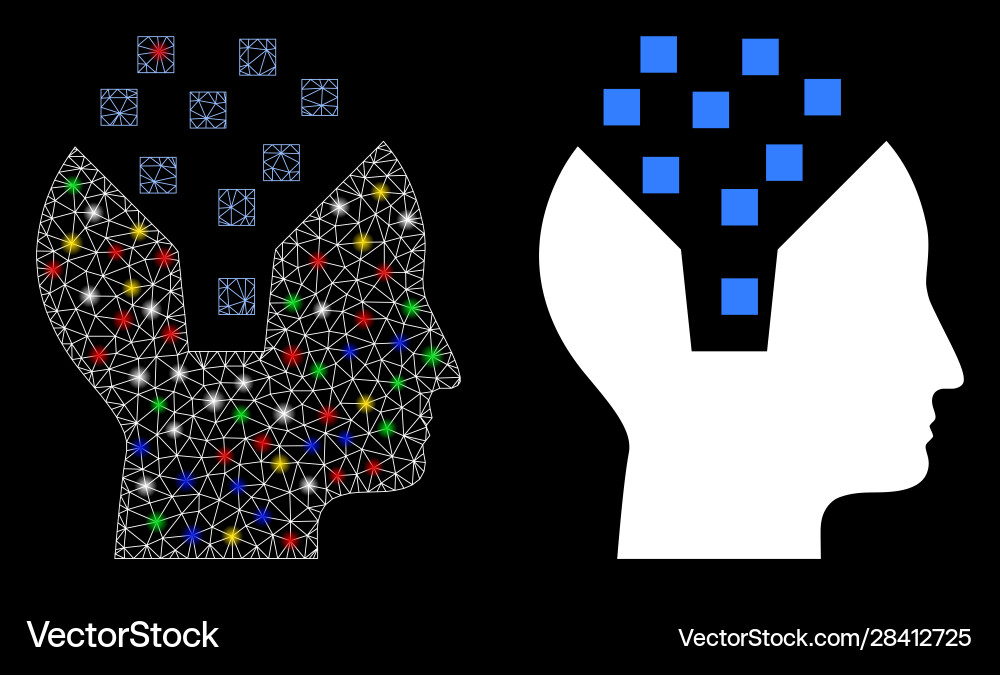 Flare mesh network human memory icon with Flare mesh network human memory icon with vector image