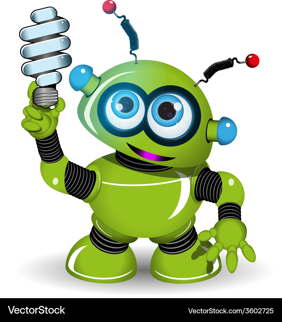 Green Robot with Lamp vector image