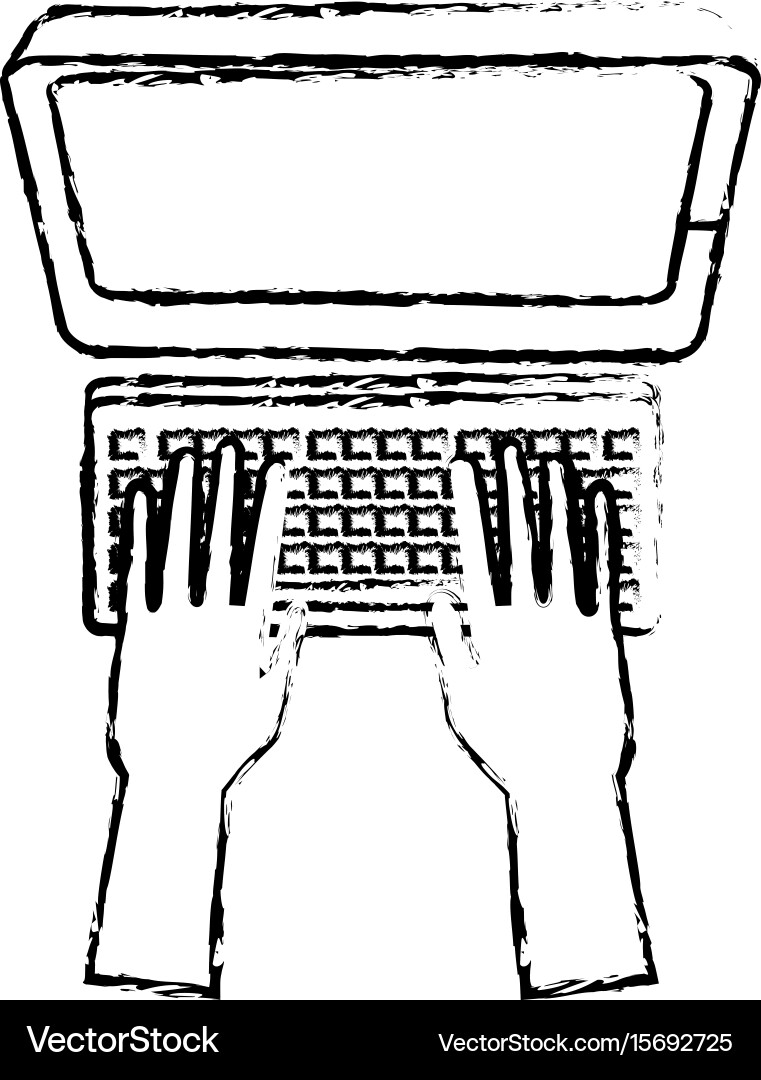 Hand programming work computer keyboard vector image