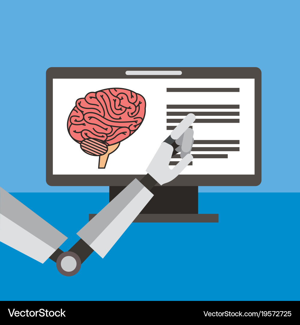 Hand robot artificial monitor brain Vector Image
