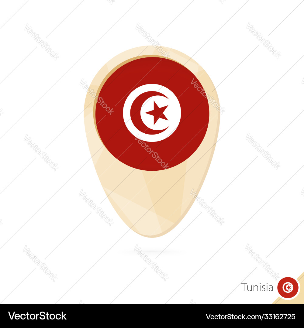 Map pointer with flag tunisia orange abstract vector image