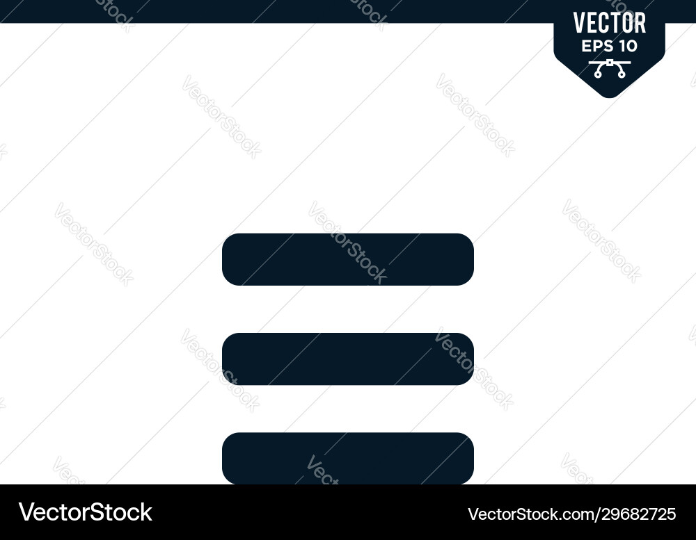 Menu option icon collection in glyph style solid vector image