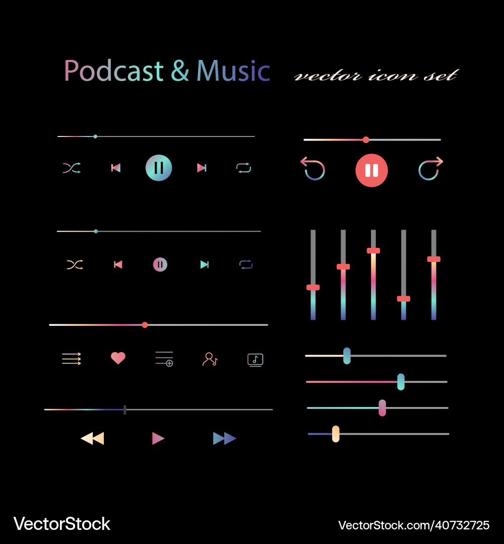 Music player button interface set Music player button interface set vector image