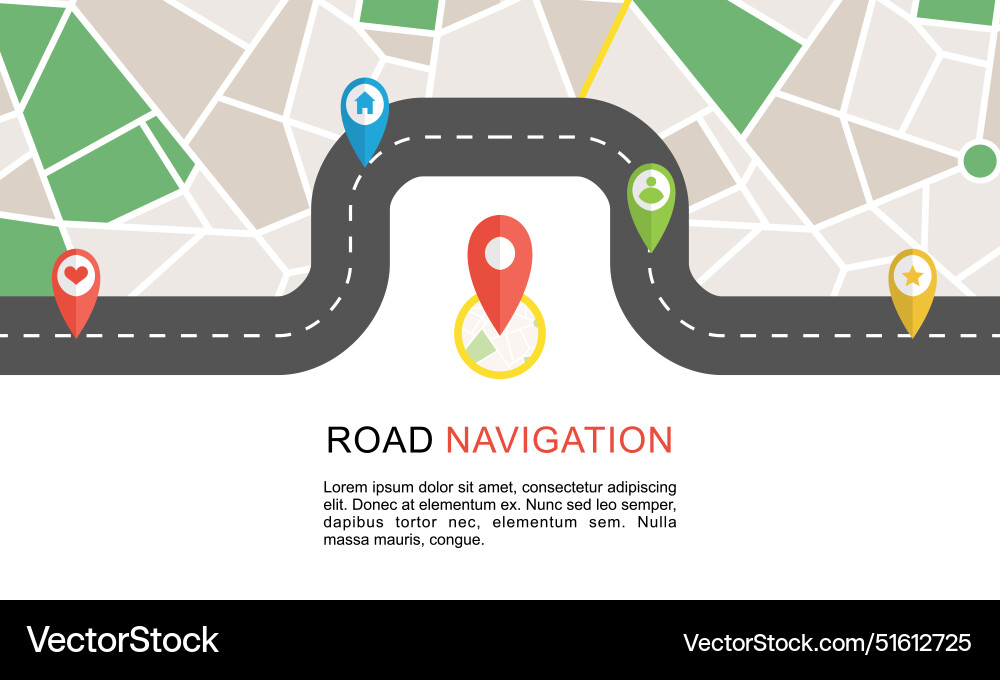 Navigation concept with pin pointer Vector Image