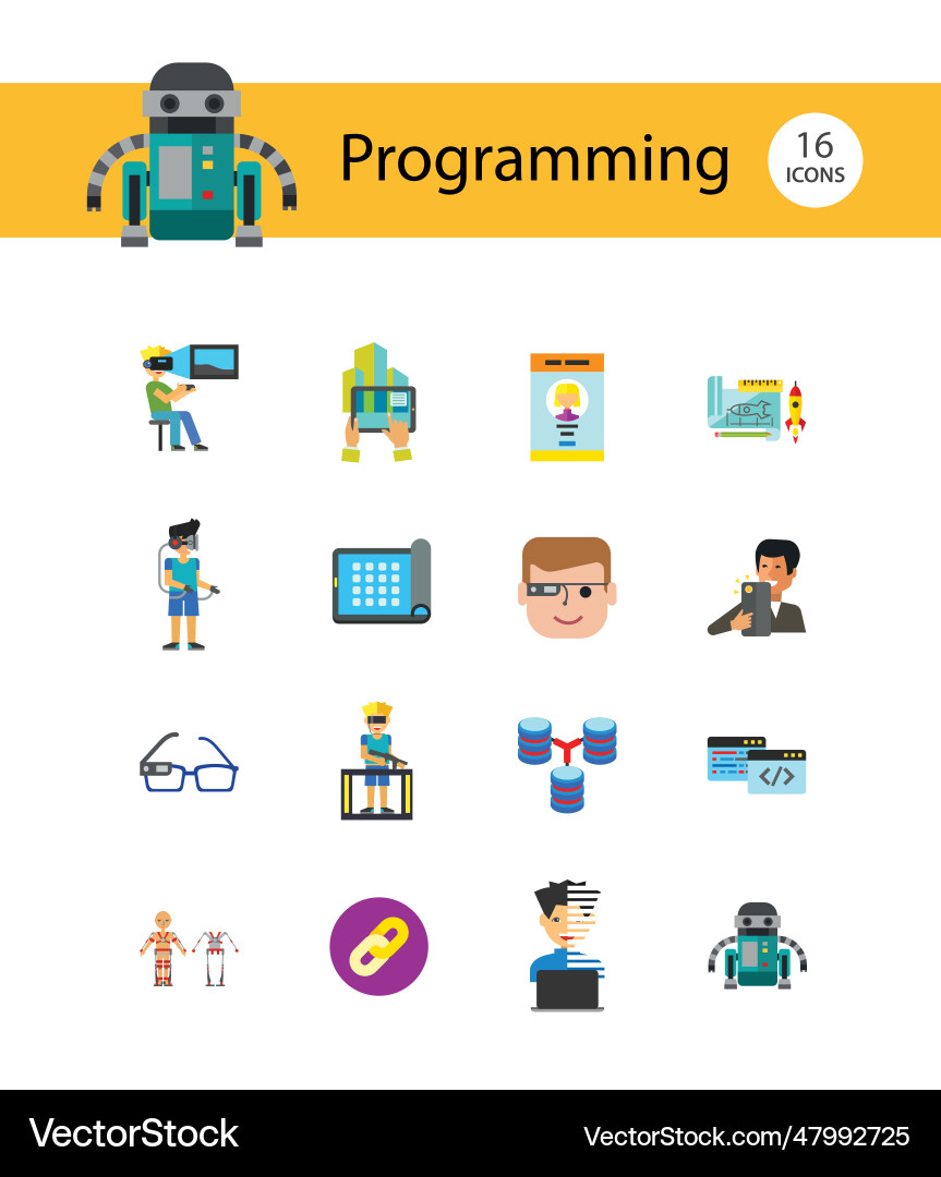 Programming icon set Programming icon set vector image