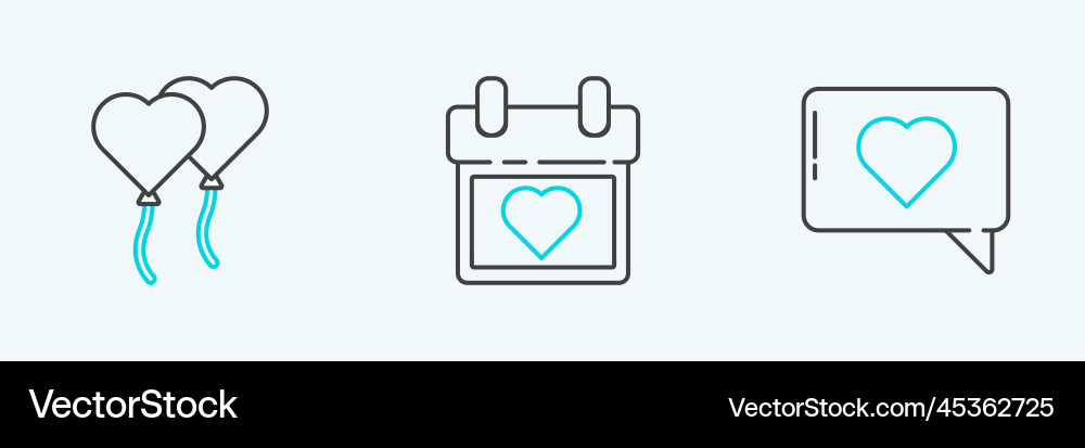 Set line like and heart balloons in form Set line like and heart balloons in form Vector Image