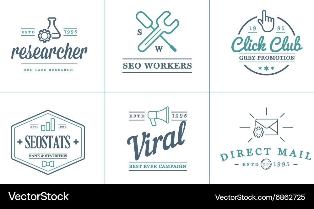 Set of seo search engine optimisation elements vector image