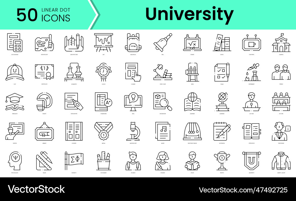 Set of university icons line art style Set of university icons line art style Vector Image