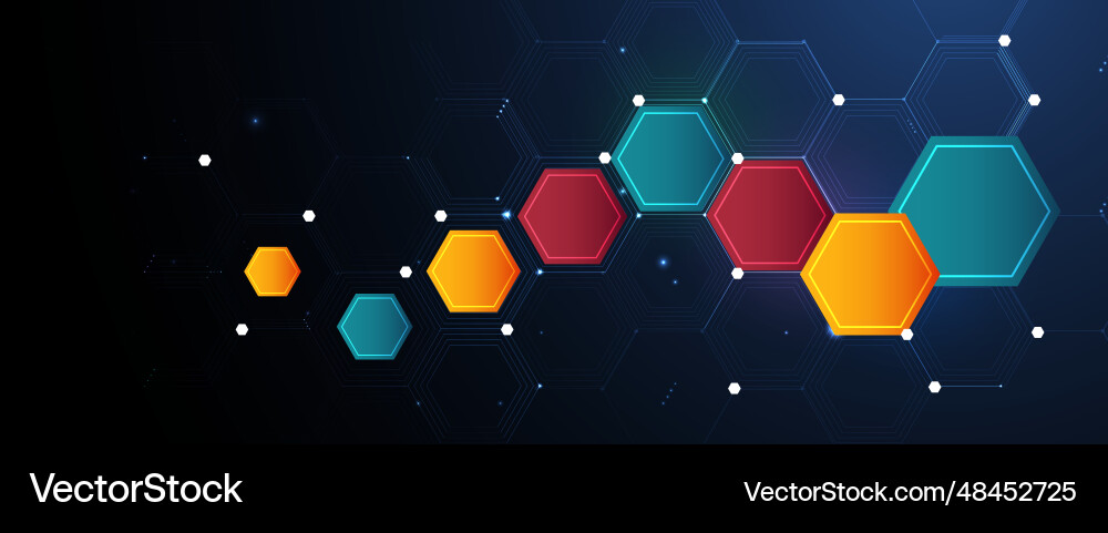 Technology banner design with hexagons abstract Technology banner design with hexagons abstract vector image