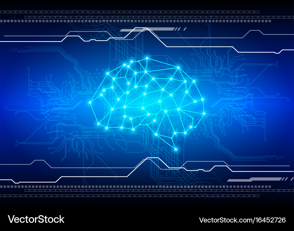 Abstract Brain with Circuit Technology Vector Image