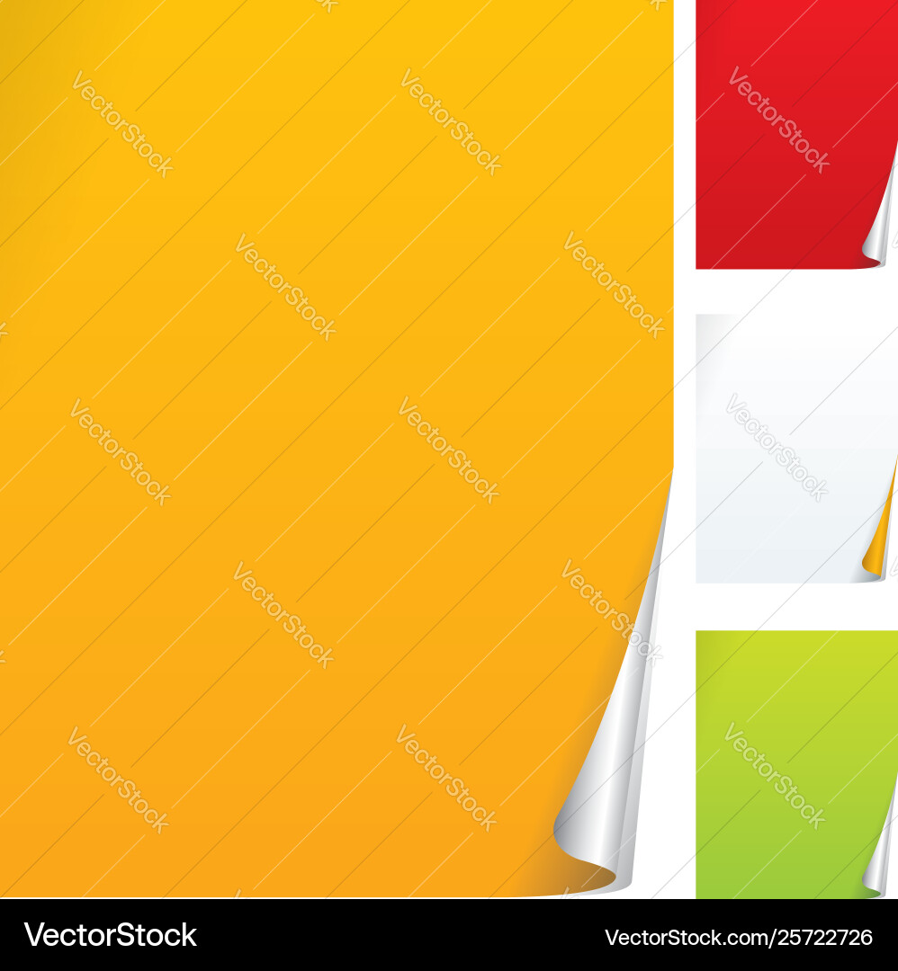 Color page curl in various copy space Vector Image