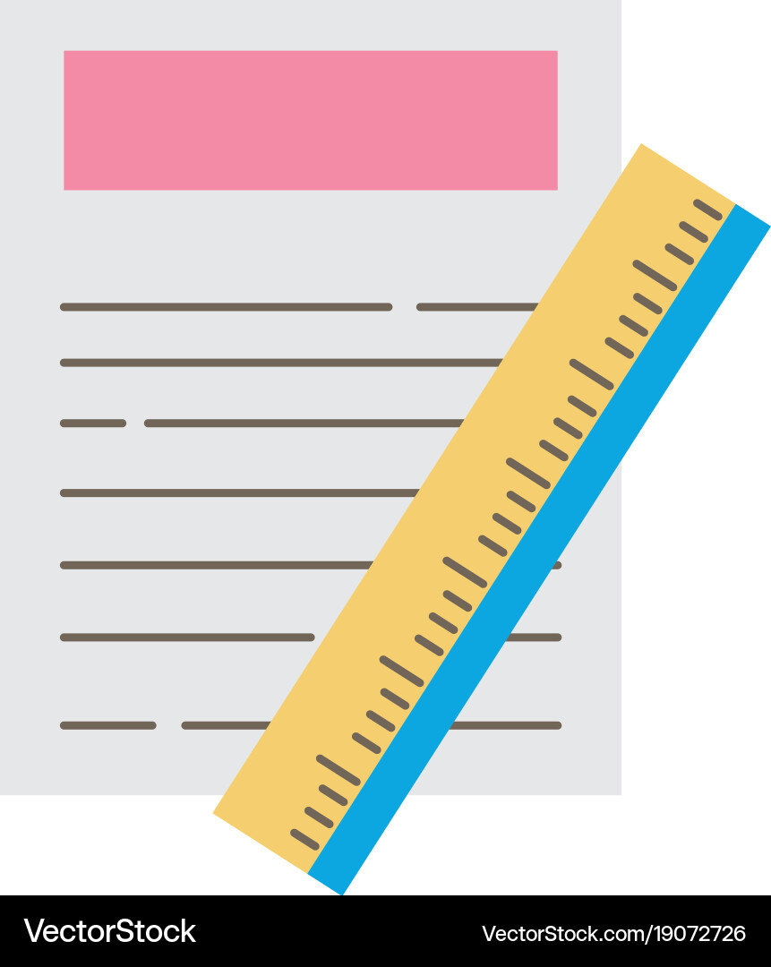 Colorful paper document with ruler object design vector image