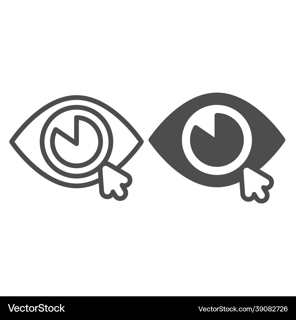 Eye and cursor pointer mouse line solid icon Eye and cursor pointer mouse line solid icon vector image