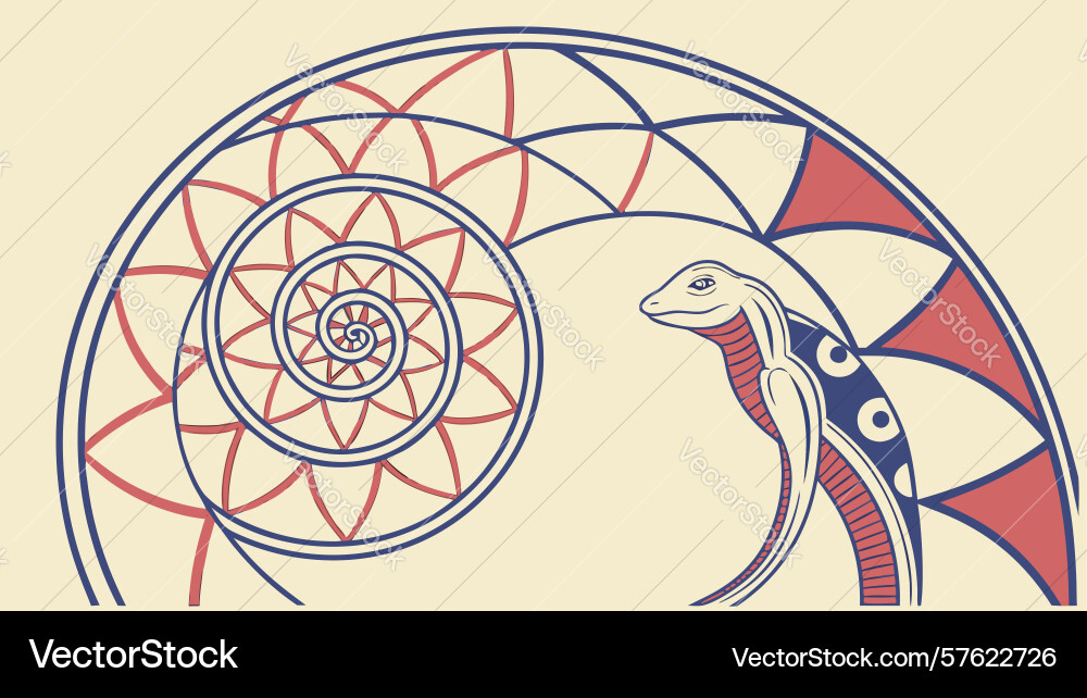 Fibonacci spiral with eye motif abstract vector image
