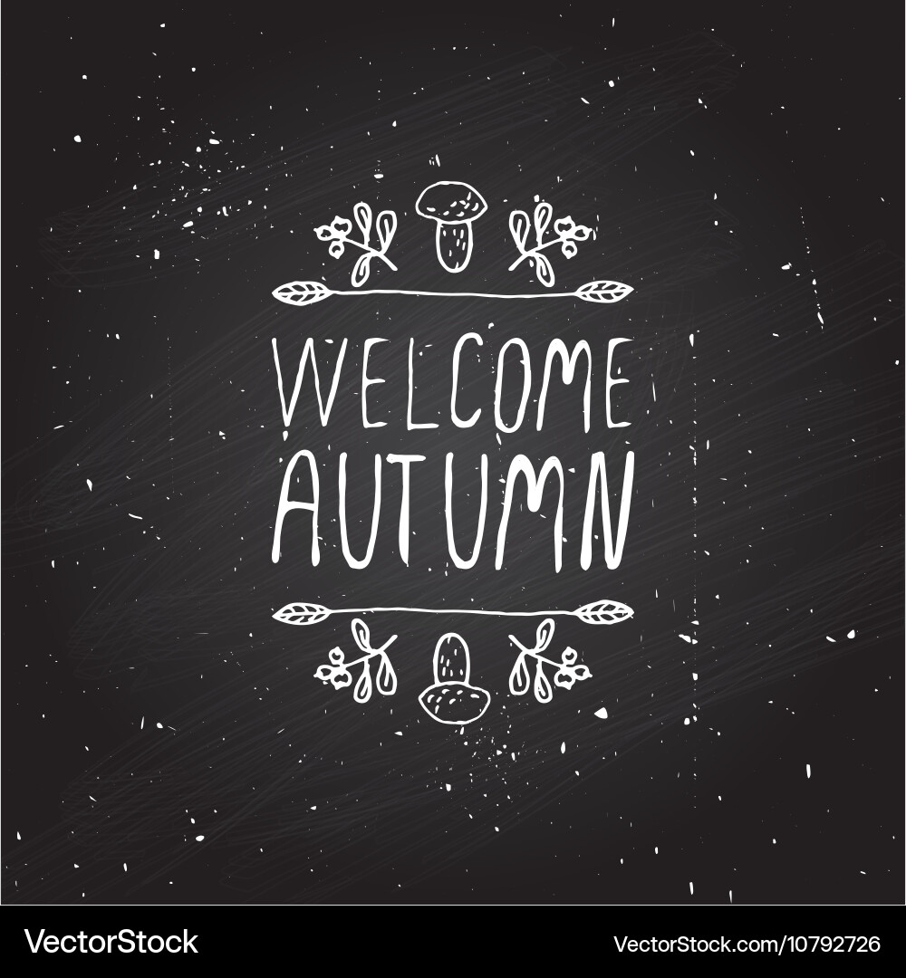 Handdrawn autumn element with text Vector Image