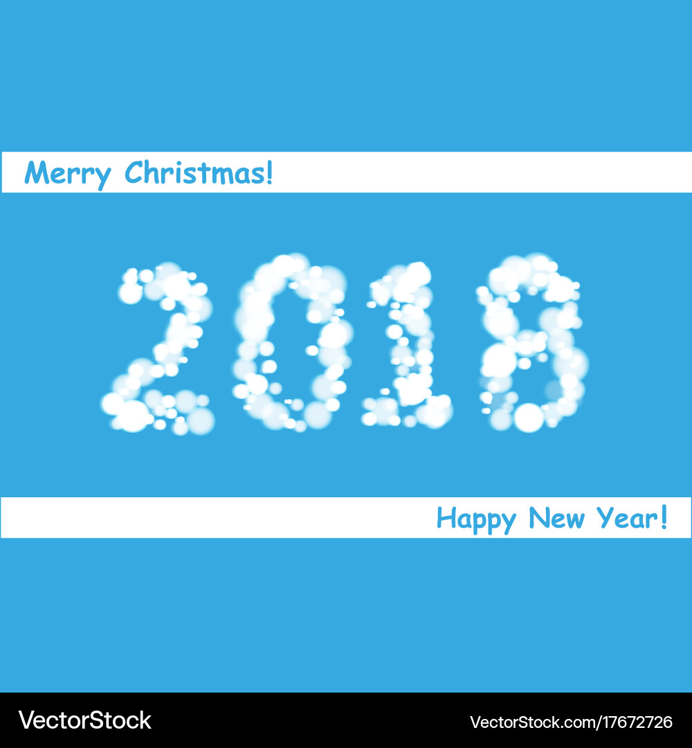 Happy new year 2018 with snowflake and bokeh Vector Image
