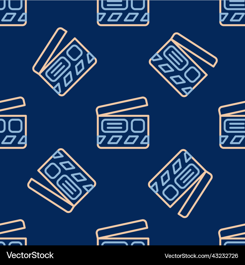 Line movie clapper icon isolated seamless pattern Vector Image