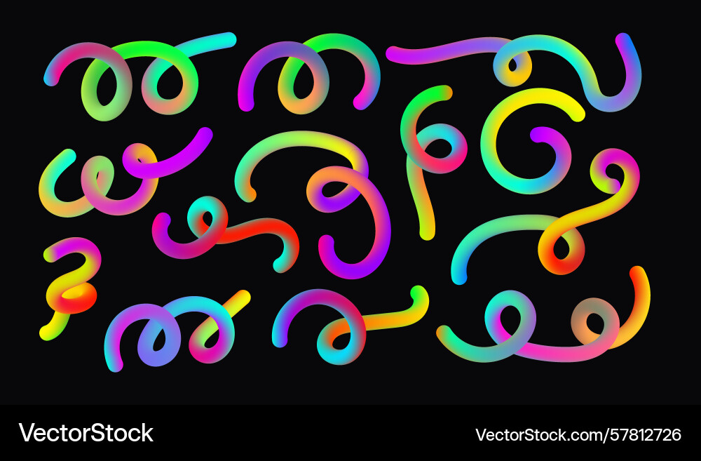 Liquid gradient wavy lines set dynamic neon Vector Image