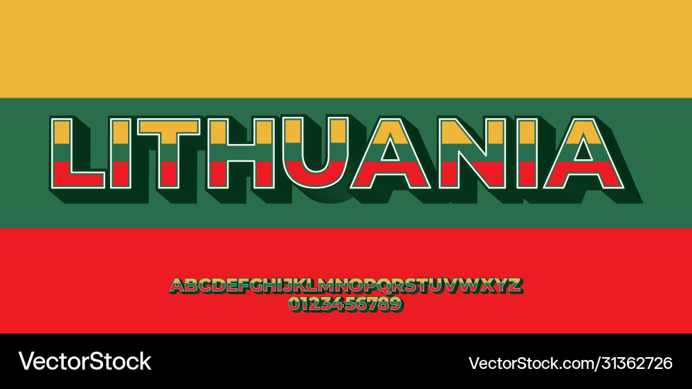 Lithuania flag color font style templates Lithuania flag color font style templates vector image