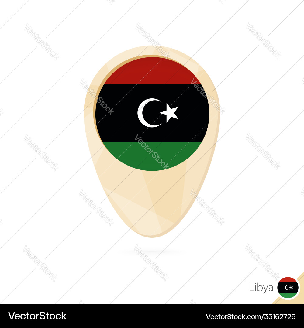Map pointer with flag libya orange abstract vector image