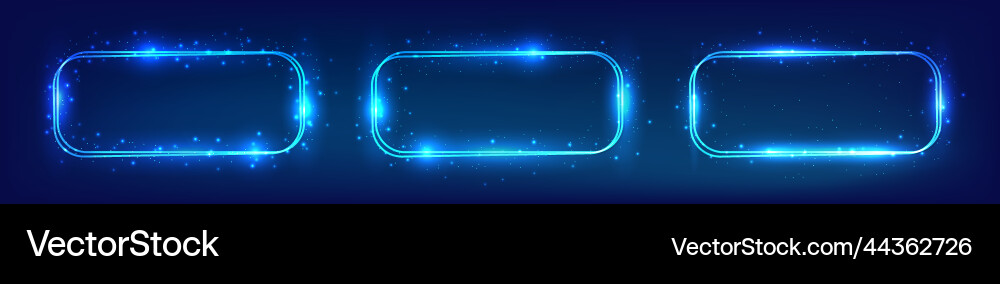 Neon double rectangular frame with shining effects Vector Image