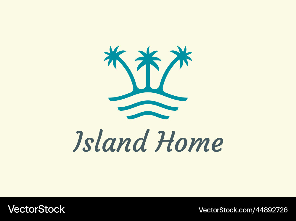 Ocean waves and palm tree combined with simple Vector Image